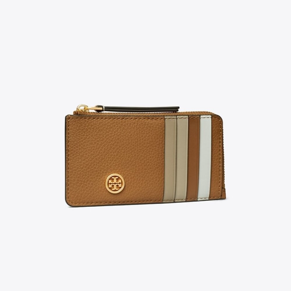 NWT Tory Burch Robinson Pebbled Zip Card Case
